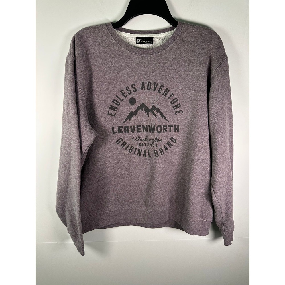 Lone Rock Clothing Sweatshirt Mens L Purple Crewneck Leavenworth Graphic Fleece